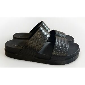 Melissa + Baja East Cosmic Python Two Bar Sliders Chunky Black Sandals Women's 8